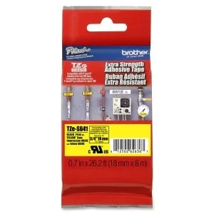 CINTA Brother TZES641 NEGRO SOBRE AMARILLO 18MM X 8M ADHESIVO IND EXTRA FUERTE CINTA NEGRO SOBRE AMARILLO18MM X 8M ADHESIVO IND EXTRA FUERTE