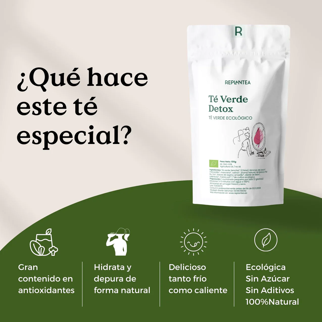 Té Verde Detox Ecológico 100g - Imagen 3