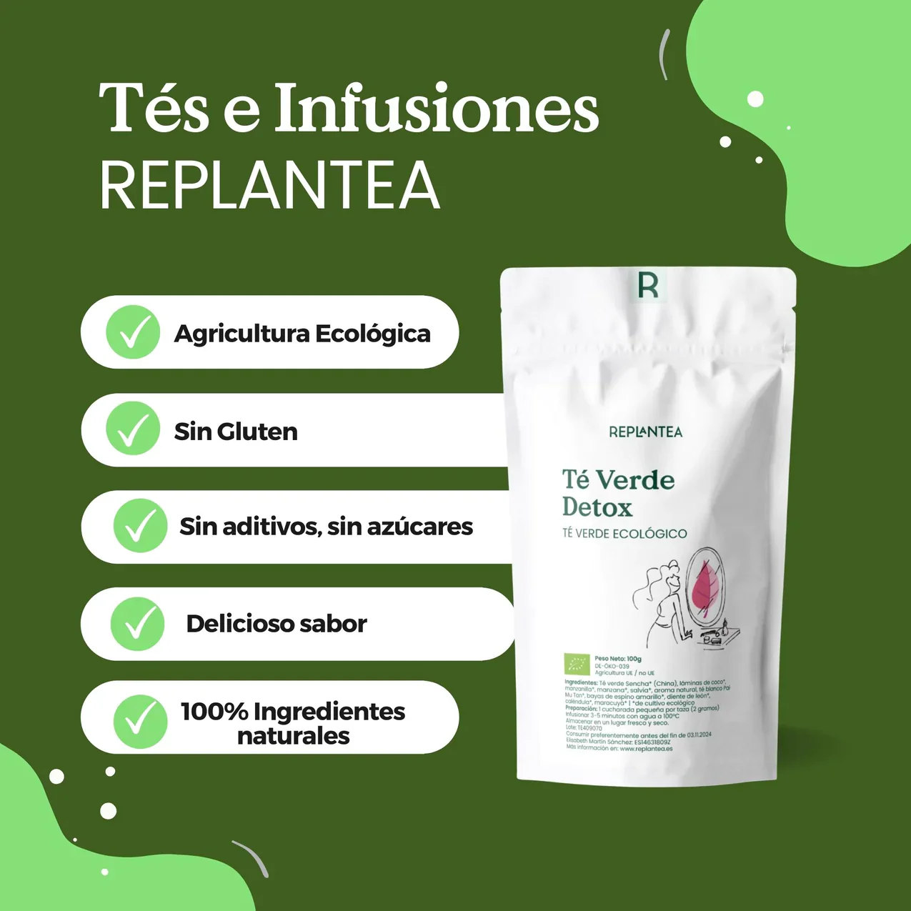 Té Verde Detox Ecológico 100g - Imagen 6