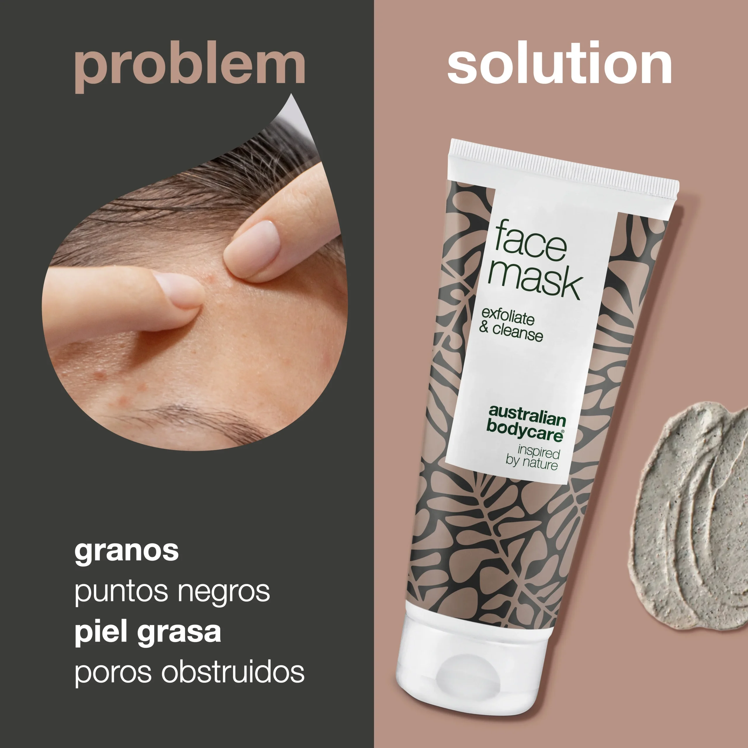 Mascarilla Facial — Mascarilla de arcilla purificante para piel grasa.