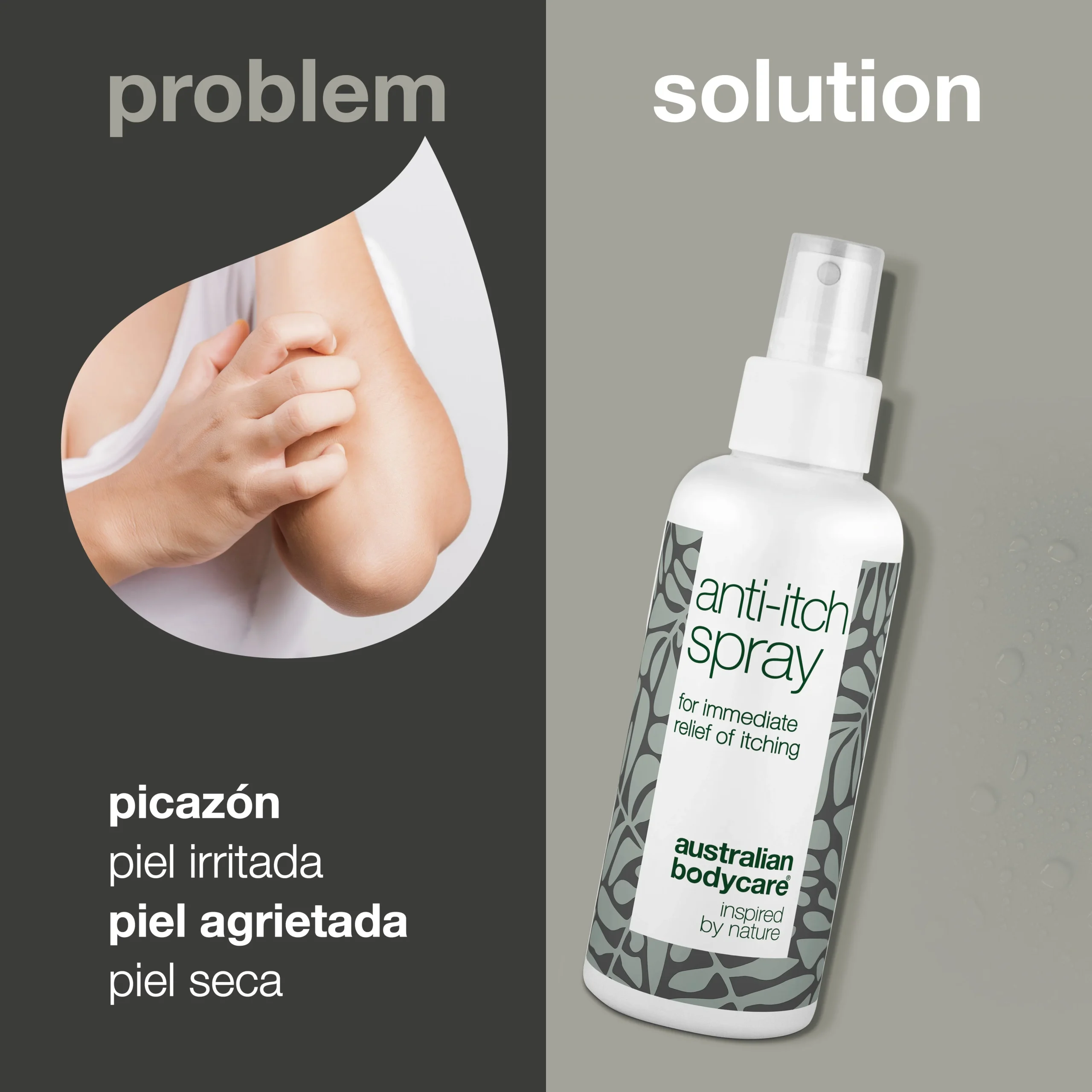 Spray Antipicor en la piel y piernas — para calmar la piel del picor o irritación
