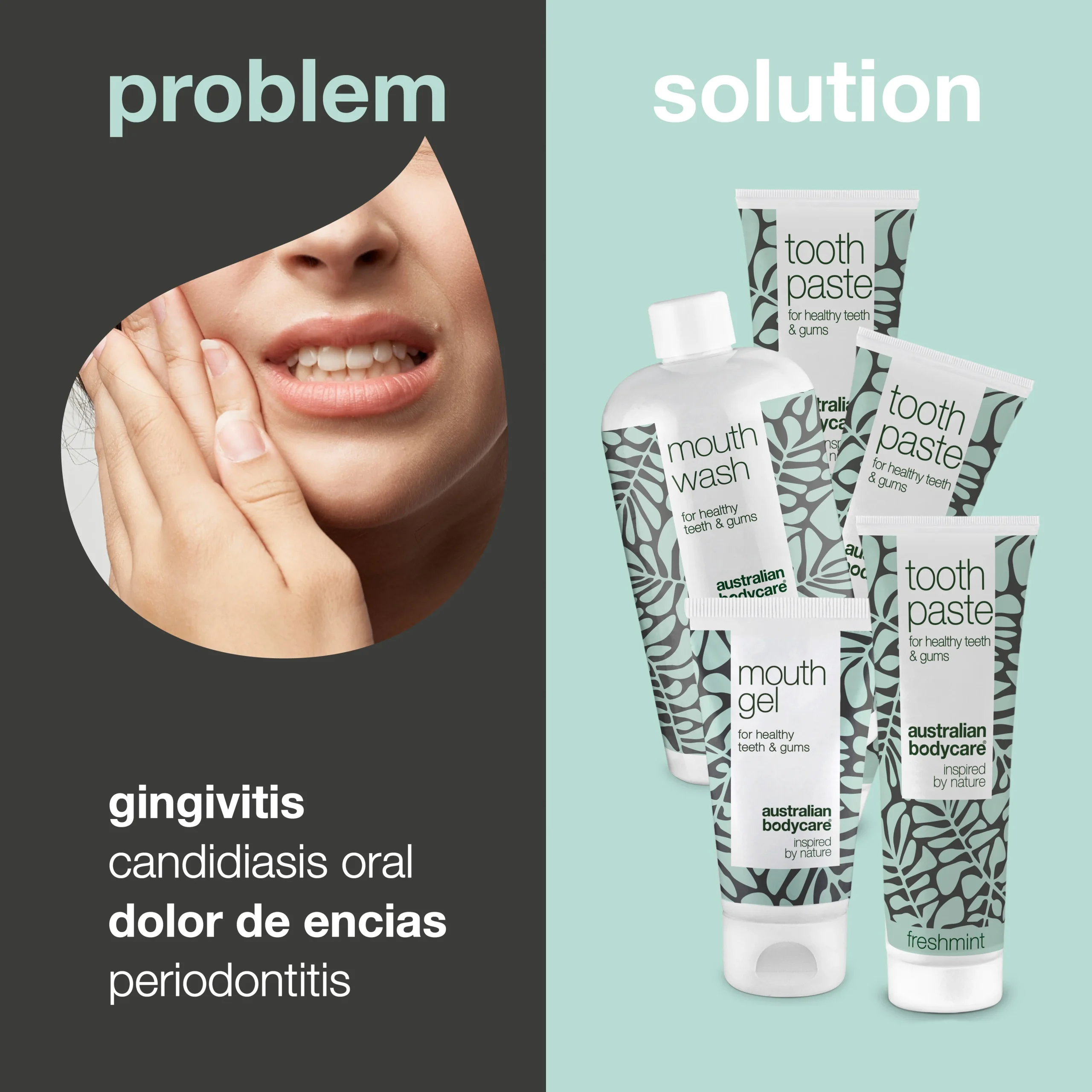 5 productos para el cuidado bucal — Higiene bucal sana y fresca y para el cuidado en caso de gingivitis, hongos en la boca y en la lengua