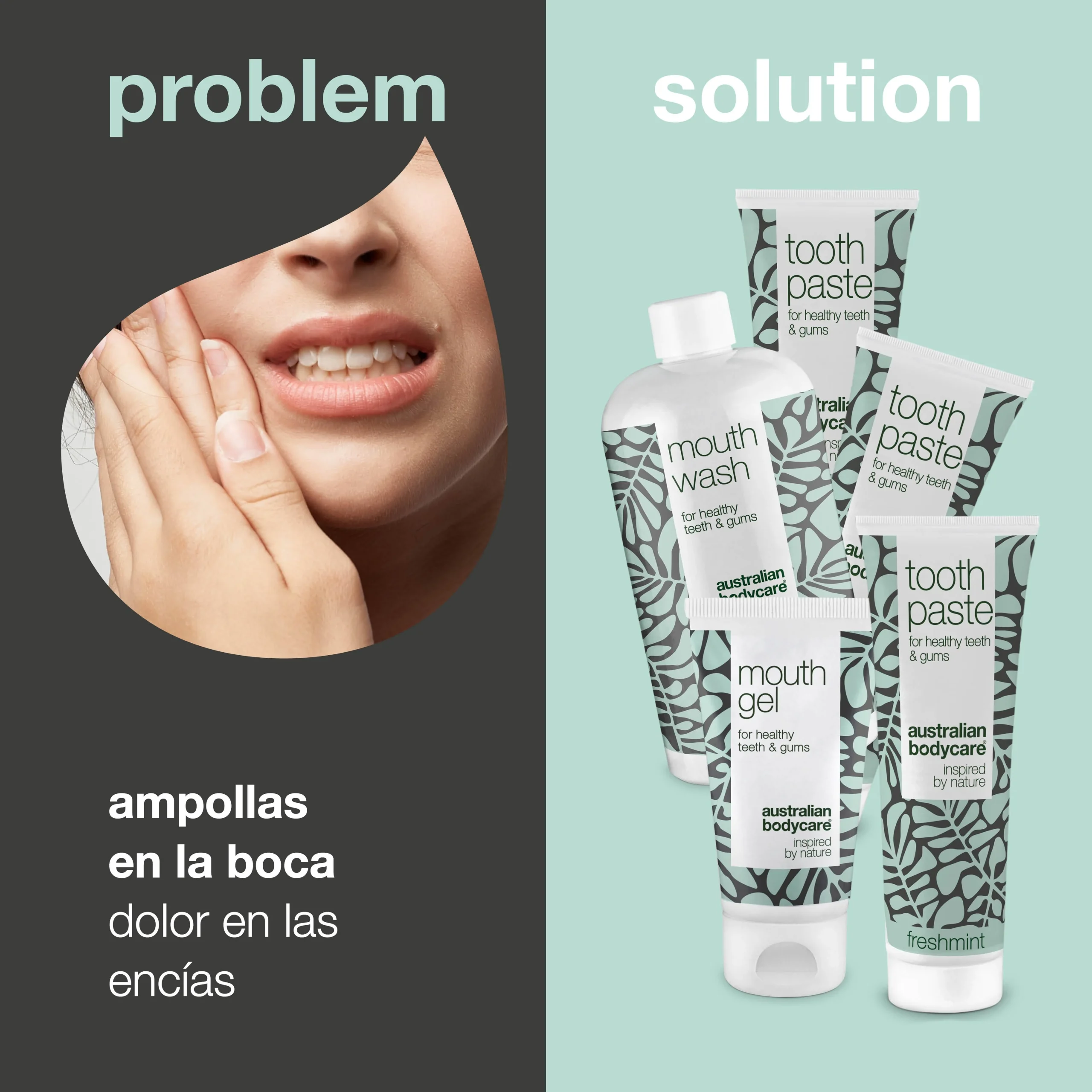 Pack de 5 para el cuidado de las ampollas en la boca o en la lengua — Para el cuidado diario del hormigueo en la lengua y en la boca