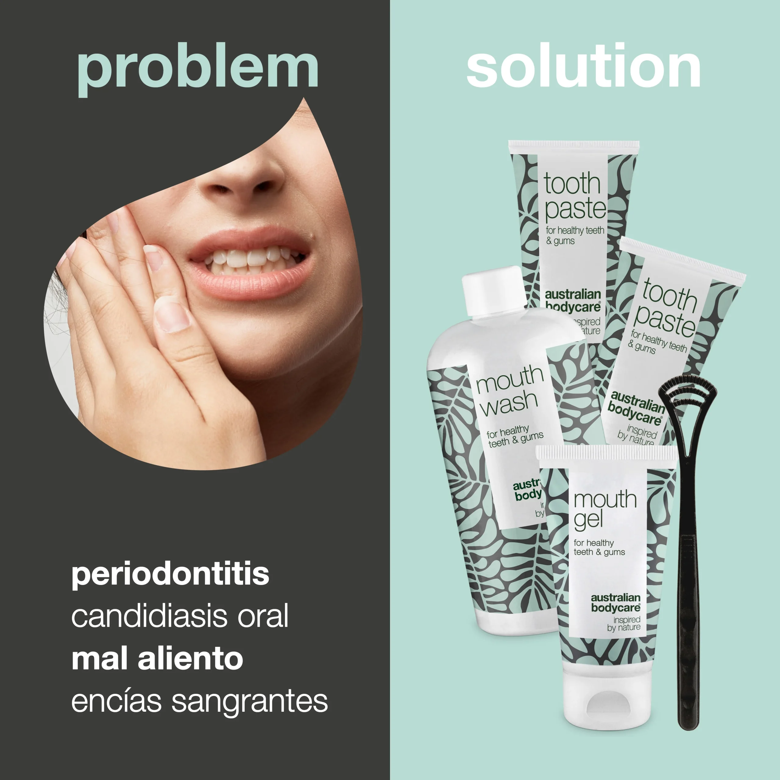 Kit de inicio – 5 productos bucales — Kit de inicio para una buena higiene bucal y cuidado de la enfermedad periodontal y hongos