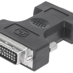 Manhattan 328883 Adaptador DVI A&D 29M – HD15H – Níquel Conector – Negro ADAPTADOR CONVERTIDOR DVI-I A VGA HD15 MACHO-HEMBRA