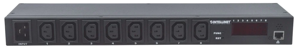 Intellinet Barra multicontactos 163682 de 8 salidas para montaje en rack de 19″ – Barra multicontactos de 8 salidas para montaje en rack de 19″ PDU BARRA MULTICONTACTO 8 CONTACTOS MONITOR HUMEDAD TEMP