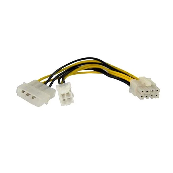 StarTech.com Cable 15cm Adaptador EPS48ADAP de Fuente de Poder 4 Pines a 8 Pines EPS con LP4 – Hembra a Macho – Para Placa Base – ATX / EPS, LP4 – 1 Solamente CABLE ADAPTADOR ALIMENTACION0.15M EPS 4 PIN Y LP4 A 8 PINES .
