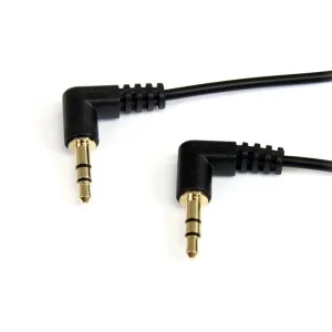 StarTech.com Cable Extensor MU3MMS2RA de Audio, 3,5mm Macho – 3,5mm Macho, 90cm, Negro ESTEREO CONECTOR ANGULO 3.5MM .
