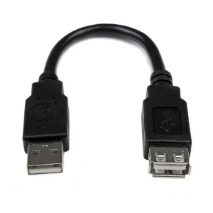 StarTech.com Cable USBEXTAA6IN de Extensión USB 2.0 Macho – Hembra, 15cm, Negro MACHO A HEMBRA DE 15CM .