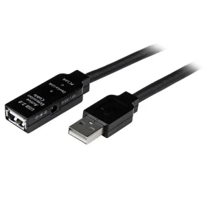StarTech.com Cable USB 2.0 USB2AAEXT15M de Extensión Alargador Activo, USB A Macho – USB A Hembra, 15 Metros, Negro USB 2.0 ACTIVO AMPLIFICADO M A H.