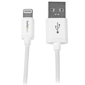 StarTech.com Cable Lightning a USB USBLT1MW de 1m – Carga Rápida y Sincronización para iPhone / iPad / iPod – Blanco – Cable for iPad, iPhone, iPod, Computadora de escritorio, MAC – 480Mbit/s – MFI – Apantallado – Níquel Conector chapado – 24/28 AWG – Blanco CABLE 1M LIGHTNING APPLE IPODIPAD IPHONE 5 A USB 2.0 BLANCO