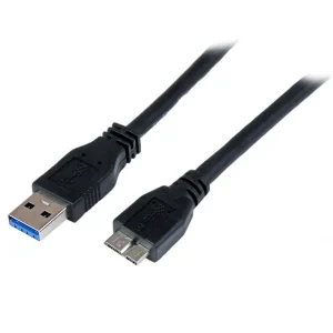 StarTech.com USB3CAUB1M Cable USB 3.0 A Macho – Micro USB B Macho, 1 Metro, Negro USB A M A M CERTIFICADO SS .