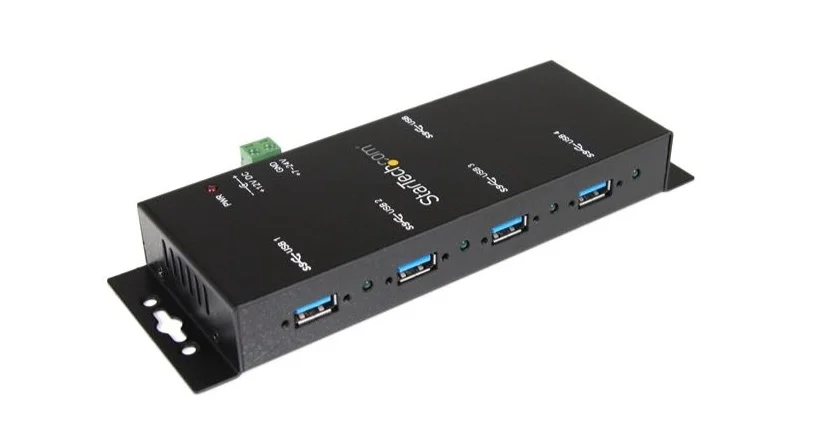 StarTech.com Concentrador Industrial USB 3.0 (5Gbps) SuperSpeed ST4300USBM de 4 Puertos – Hub de Montaje – 4 Total USB Port(s) – 4 USB 3.0 Port(s) – PC CONCENTRADOR HUB USB 3.0 4PUERTOS INDUSTRIAL RIEL DIN
