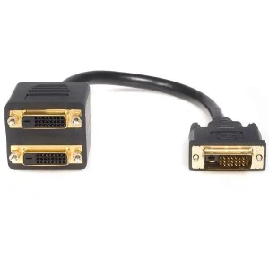 Startech.com Splitter Divisor Compacto DVISPL1DD de Video DVI-D Macho – DVI-D Hembra, 30cm, Negro PUERTOS COMPACTO .