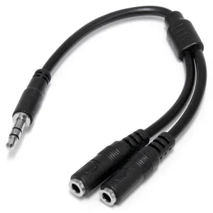 StarTech.com Adaptador Divisor MUY1MFFS de Cable Estéreo para Audífonos – Cable Splitter Delgado en Y de 3.5mm Macho a 2x Hembra – Cable for Dispositivo de audio, Auricular, Altavoz, Teléfono Móvil, iPhone, iPad, iPod – Cable divisor – 28 AWG – Negro DIVISOR DE CABLE ESTEREO PARAAUDIFONOS SPLITTER EN Y M A 2XH