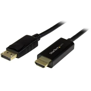 StarTech.com Cable 5m DisplayPort a HDMI 4K 30Hz – Cable Adaptador Pasivo DisplayPort a HDMI – Cable Conversor DP 1.2 a HDMI DP2HDMM5MB para Monitor – Cable for Proyector, Ultrabook, Monitor, Dispositivo de audio/vídeo, Portátil, Computadora de escritorio, TV, Workstation, Base de conexión – Admite hasta1920 x 1200 – Negro CABLE 5M ADAPTADOR DISPLAYPORTA HDMI 4K 30HZ CONVERTIDOR DP .