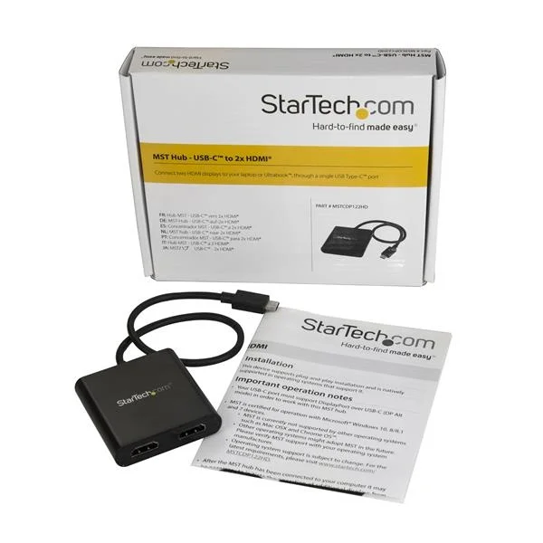 StarTech.com Divisor Splitter MST USB-C Macho – 2x HDMI Hembra, Negro HDMI MSTCDP122HD DE 2 PUERTOS USB TIPO C - Imagen 3