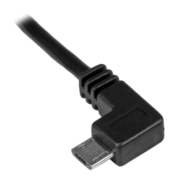 StarTech.com Cable USBAUB50CMLA de 0.5m Micro USB Acodado a la Izquierda para Carga y Sincronización de Teléfonos Celulares o Tablets – Cable for Tableta, Portátil, Dispositivo móvil – 480Mbit/s – Apantallado – Níquel Conector chapado – 24/30 AWG – Negro CABLE 0.5M MICRO USB ACODADO AIZQUIERDA PARA SMARTPHONES