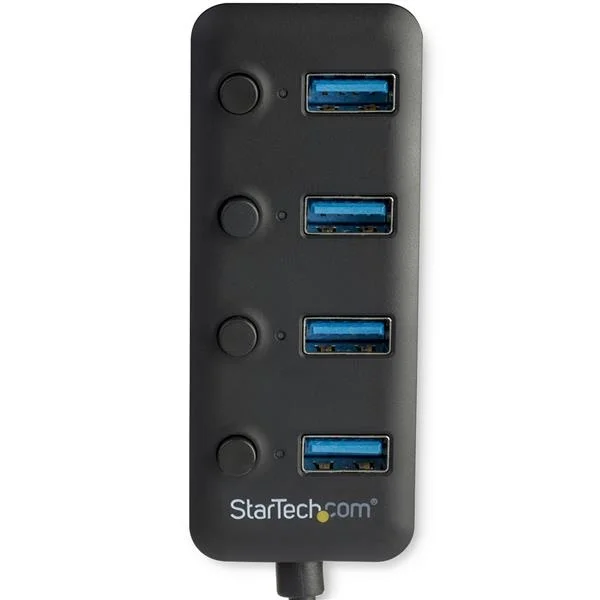 StarTech.com Hub USB A 3.0 HB30A4AIB de 4 Puertos, 5000 Mbit/s, Negro USB-A CON INTERRUPTORES