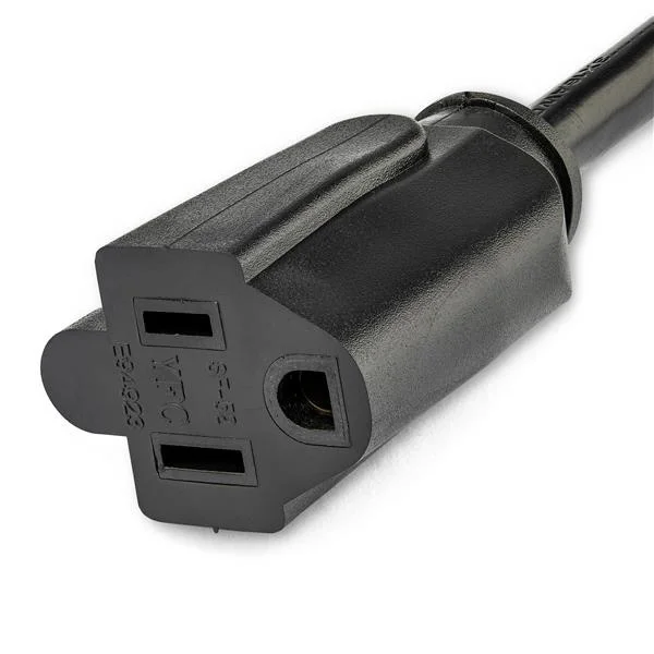 StarTech.com Cable PAC101R1 de Poder Acodado NEMA 5-15P Macho – NEMA 5-15R Acoplador Hembra, 30cm, Negro 5-15R A NEMA 5-15P ACODADO PLANO