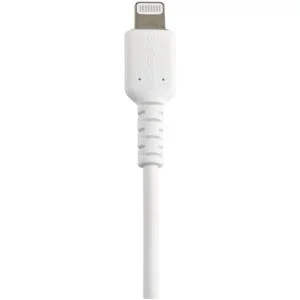 StarTech.com Cable Resistente USB-A a Lightning RUSBLTMM30CMW de 30 cm Blanco – Cable de Sincronización/Carga para iPhone/iPad, Certificado MFi de Apple – Cable for iPhone, iPad Air, iPad mini, iPad, AirPods, Magic Trackpad, Magic Keyboard, Ratón Magic, Control remoto Siri, Dispositivo móvil – 480Mbit/s – MFI – Apantallado – Níquel Conector chapado – Blanco CABLE USB A LIGHTNING BLANCODE 30CM CERTIFICACION MFI APPLE - Imagen 4