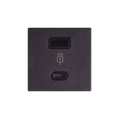 (K126F/14) SIMON SM-2USB-G 2x USB TIPO A+C 5VCD 4,2A Color Grafito