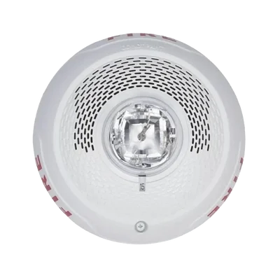 Bocina SYSTEM SENSOR SPSCWLED con Lámpara Estroboscópica, Montaje en Techo, Color Blanco, Nuevo Diseño Moderno y Elegante y Menor Consumo de Corriente